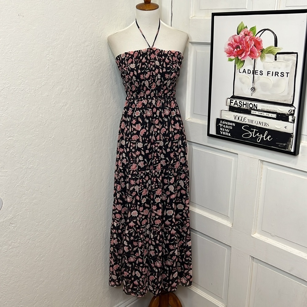 Aritzia Little Moon Sanibel Black Floral Maxi Dress Size S